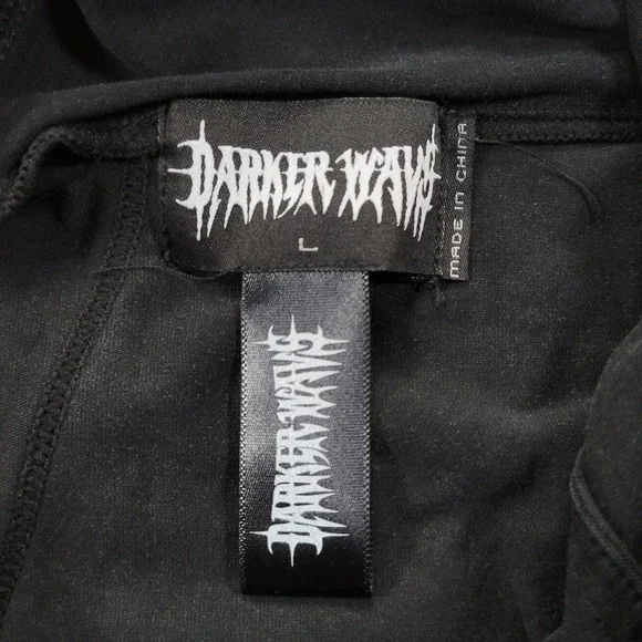 Darker Wavs Sleeveless Hoodie Womens L Black Asymmetrical Distressed Goth Grunge - Picture 3 of 11